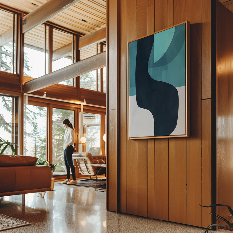 Canvas Wall Art Stretched Over Wooden Frame with Floating Frame and Black Road Abstract Painting CV4123 - Al Rugaib Furniture