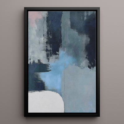 Canvas Wall Art Stretched Over Wooden Frame with Floating Frame and Blue Light Abstract Painting CV4127 - Al Rugaib Furniture