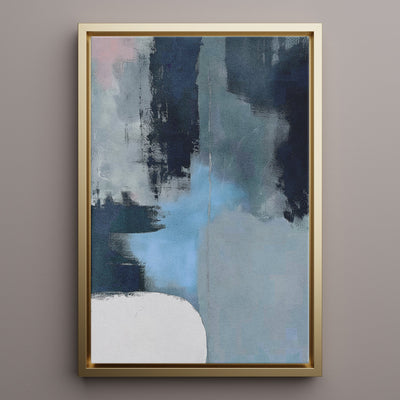 Canvas Wall Art Stretched Over Wooden Frame with Floating Frame and Blue Light Abstract Painting CV4127 - Al Rugaib Furniture