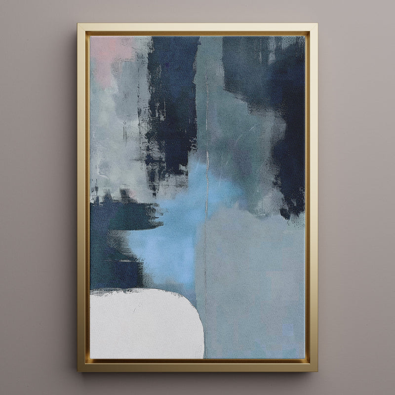 Canvas Wall Art Stretched Over Wooden Frame with Floating Frame and Blue Light Abstract Painting CV4127 - Al Rugaib Furniture