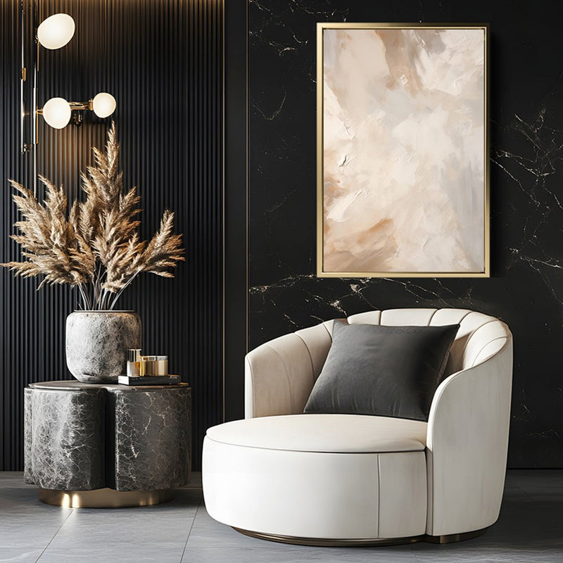 Canvas Wall Art Stretched Over Wooden Frame with Floating Frame and Brown Dust Painting CV4129 - Al Rugaib Furniture