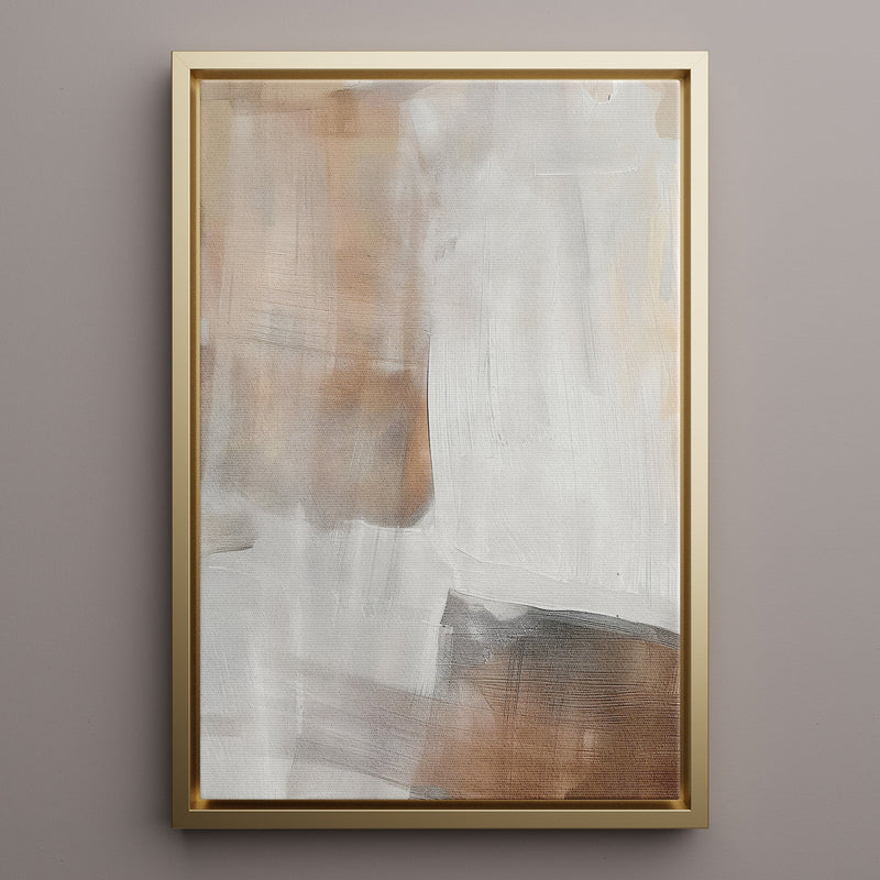 Canvas Wall Art Stretched Over Wooden Frame with Floating Frame and Brown Shades Abstract Painting CV4130 - Al Rugaib Furniture