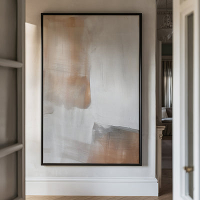 Canvas Wall Art Stretched Over Wooden Frame with Floating Frame and Brown Shades Abstract Painting CV4130 - Al Rugaib Furniture