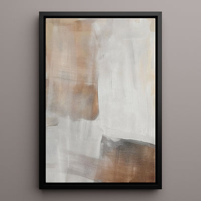 Canvas Wall Art Stretched Over Wooden Frame with Floating Frame and Brown Shades Abstract Painting CV4130 - Al Rugaib Furniture
