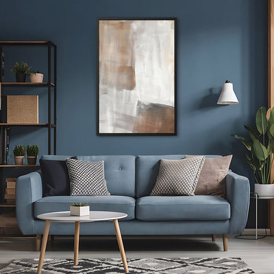 Canvas Wall Art Stretched Over Wooden Frame with Floating Frame and Brown Shades Abstract Painting CV4130 - Al Rugaib Furniture