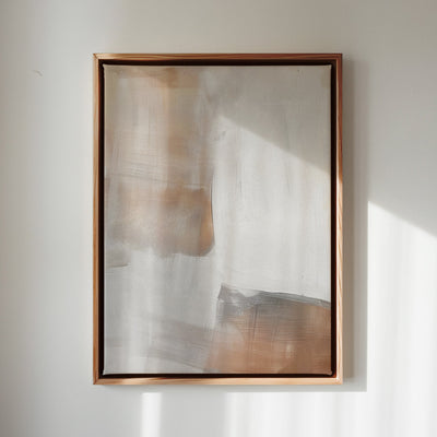 Canvas Wall Art Stretched Over Wooden Frame with Floating Frame and Brown Shades Abstract Painting CV4130 - Al Rugaib Furniture