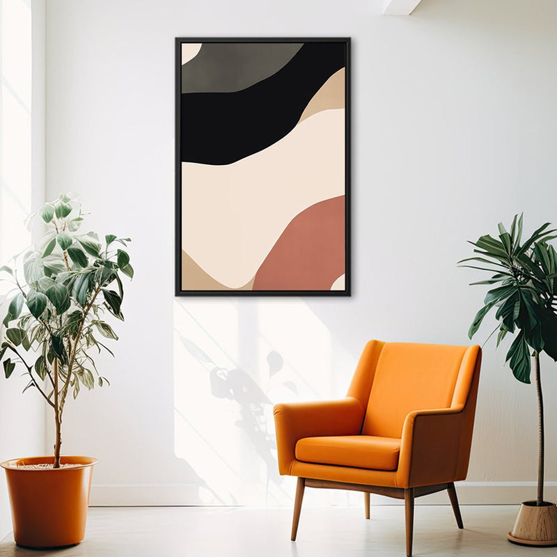 Canvas Wall Art Stretched Over Wooden Frame with Floating Frame and Brown Shades Abstract Painting CV4131 - Al Rugaib Furniture