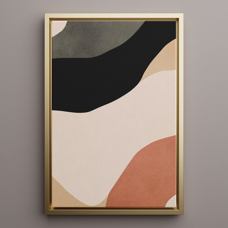 Canvas Wall Art Stretched Over Wooden Frame with Floating Frame and Brown Shades Abstract Painting CV4131 - Al Rugaib Furniture