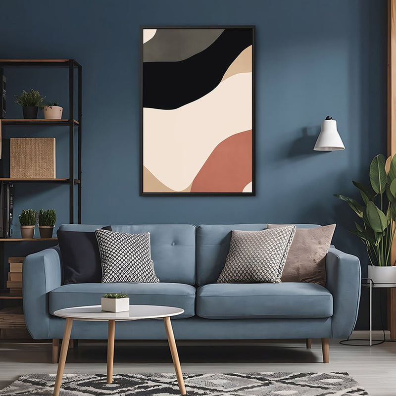 Canvas Wall Art Stretched Over Wooden Frame with Floating Frame and Brown Shades Abstract Painting CV4131 - Al Rugaib Furniture