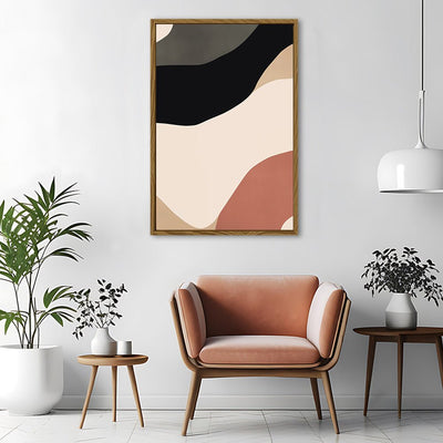 Canvas Wall Art Stretched Over Wooden Frame with Floating Frame and Brown Shades Abstract Painting CV4131 - Al Rugaib Furniture