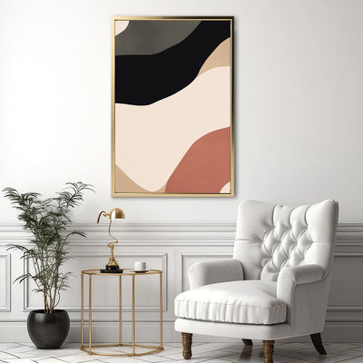 Canvas Wall Art Stretched Over Wooden Frame with Floating Frame and Brown Shades Abstract Painting CV4131 - Al Rugaib Furniture