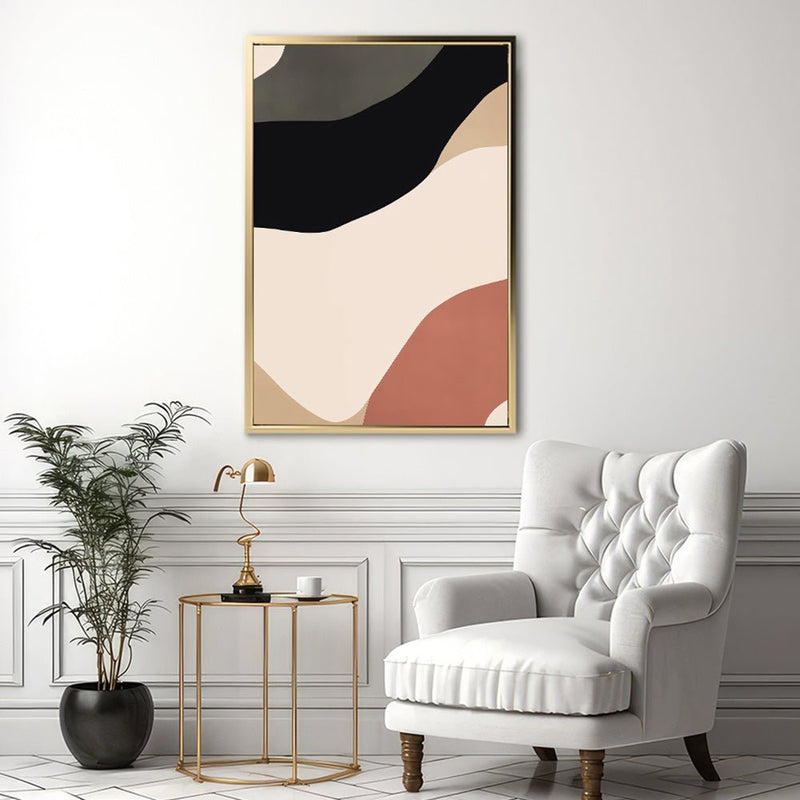 Canvas Wall Art Stretched Over Wooden Frame with Floating Frame and Brown Shades Abstract Painting CV4131 - Al Rugaib Furniture