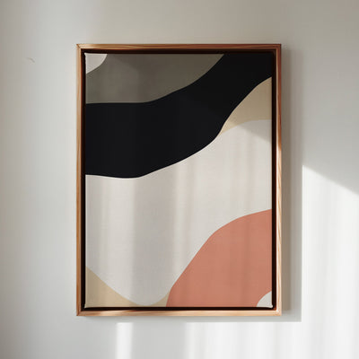 Canvas Wall Art Stretched Over Wooden Frame with Floating Frame and Brown Shades Abstract Painting CV4131 - Al Rugaib Furniture