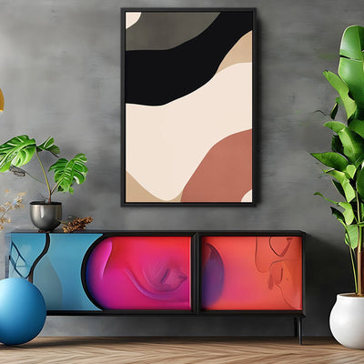 Canvas Wall Art Stretched Over Wooden Frame with Floating Frame and Brown Shades Abstract Painting CV4131 - Al Rugaib Furniture