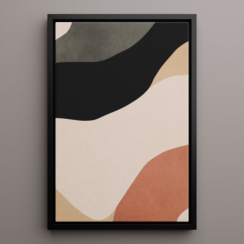 Canvas Wall Art Stretched Over Wooden Frame with Floating Frame and Brown Shades Abstract Painting CV4131 - Al Rugaib Furniture