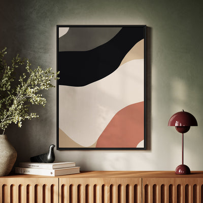 Canvas Wall Art Stretched Over Wooden Frame with Floating Frame and Brown Shades Abstract Painting CV4131 - Al Rugaib Furniture
