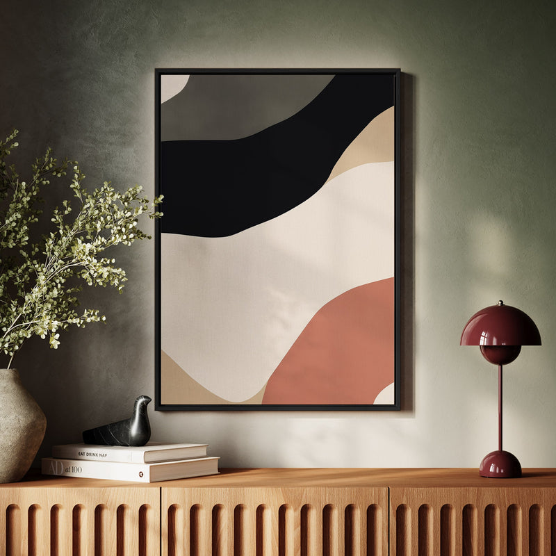 Canvas Wall Art Stretched Over Wooden Frame with Floating Frame and Brown Shades Abstract Painting CV4131 - Al Rugaib Furniture