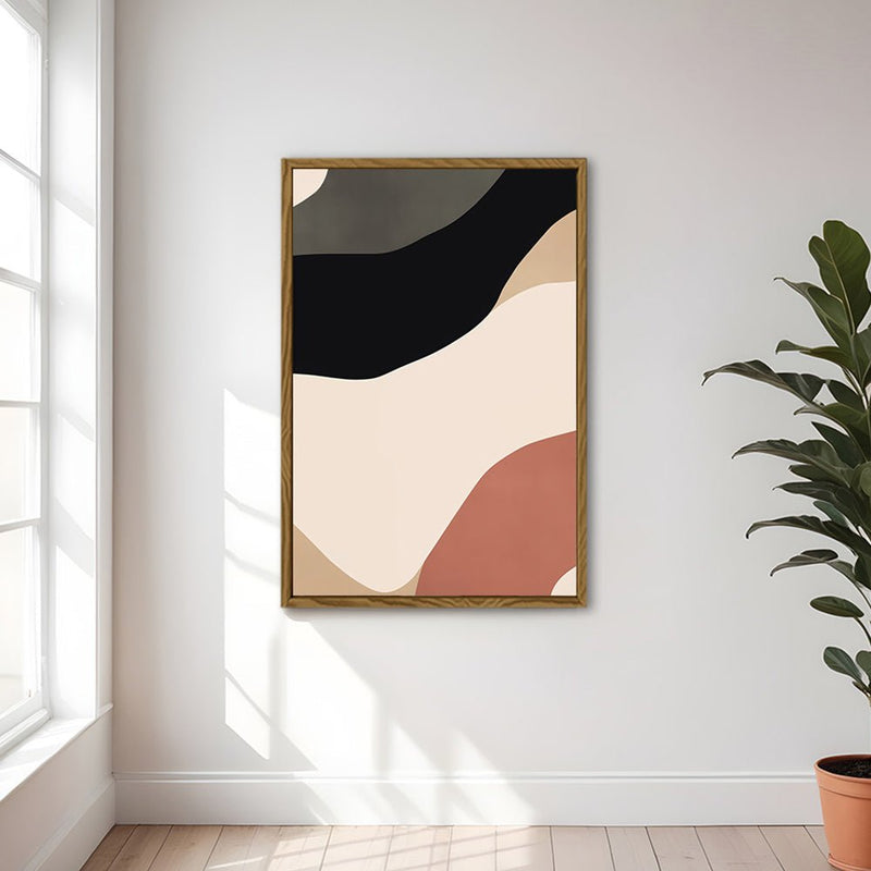 Canvas Wall Art Stretched Over Wooden Frame with Floating Frame and Brown Shades Abstract Painting CV4131 - Al Rugaib Furniture