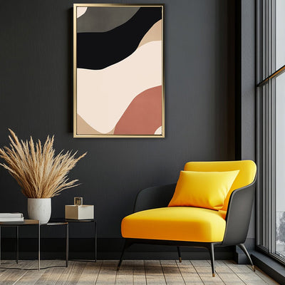 Canvas Wall Art Stretched Over Wooden Frame with Floating Frame and Brown Shades Abstract Painting CV4131 - Al Rugaib Furniture