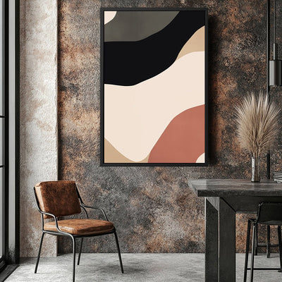 Canvas Wall Art Stretched Over Wooden Frame with Floating Frame and Brown Shades Abstract Painting CV4131 - Al Rugaib Furniture