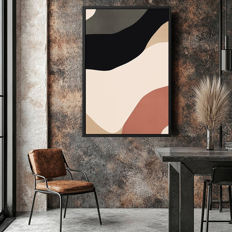 Canvas Wall Art Stretched Over Wooden Frame with Floating Frame and Brown Shades Abstract Painting CV4131 - Al Rugaib Furniture
