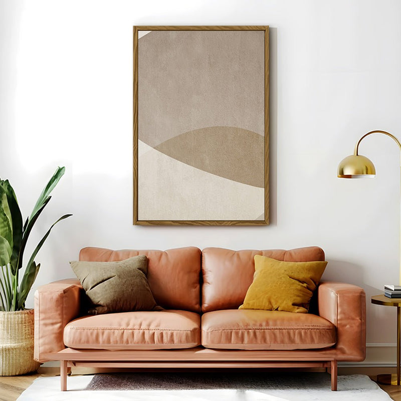 Canvas Wall Art Stretched Over Wooden Frame with Floating Frame and Brown Shades Painting CV4132 - Al Rugaib Furniture