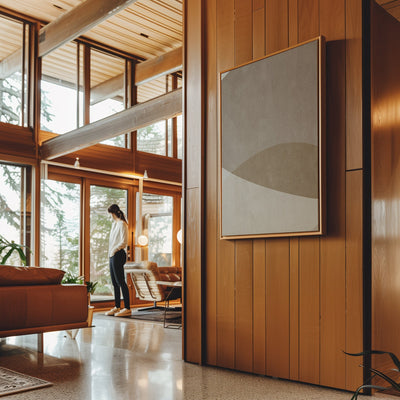 Canvas Wall Art Stretched Over Wooden Frame with Floating Frame and Brown Shades Painting CV4132 - Al Rugaib Furniture