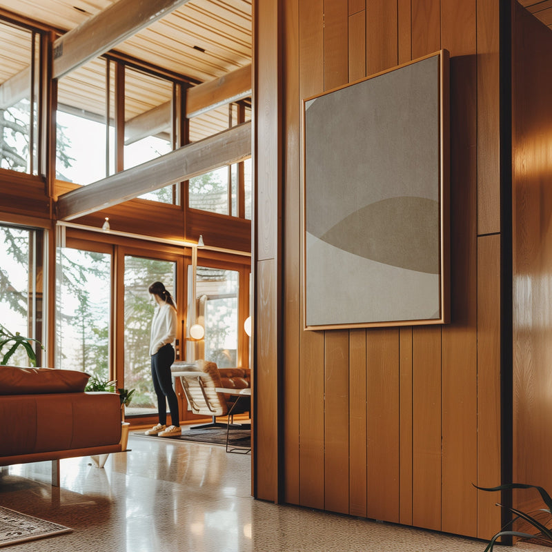 Canvas Wall Art Stretched Over Wooden Frame with Floating Frame and Brown Shades Painting CV4132 - Al Rugaib Furniture