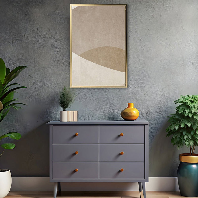 Canvas Wall Art Stretched Over Wooden Frame with Floating Frame and Brown Shades Painting CV4132 - Al Rugaib Furniture