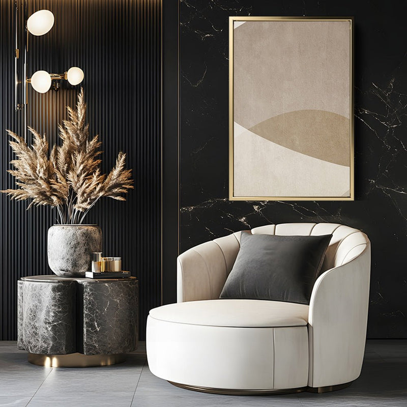 Canvas Wall Art Stretched Over Wooden Frame with Floating Frame and Brown Shades Painting CV4132 - Al Rugaib Furniture