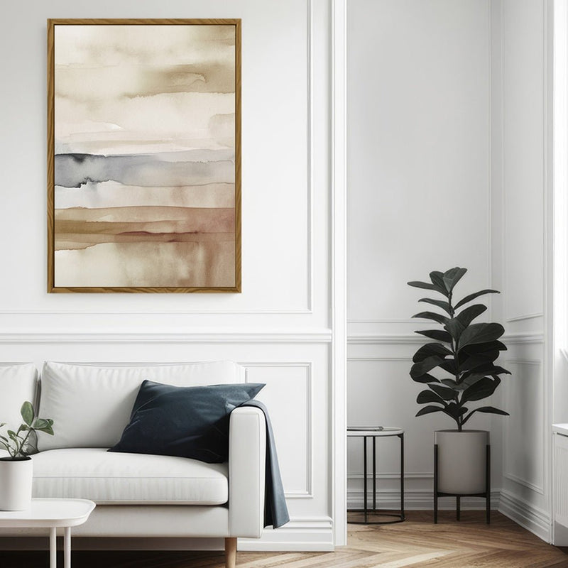 Canvas Wall Art Stretched Over Wooden Frame with Floating Frame and Brown Sky Painting CV4133 - Al Rugaib Furniture