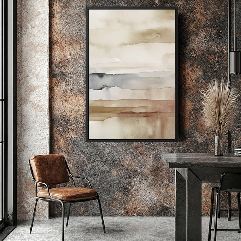 Canvas Wall Art Stretched Over Wooden Frame with Floating Frame and Brown Sky Painting CV4133 - Al Rugaib Furniture
