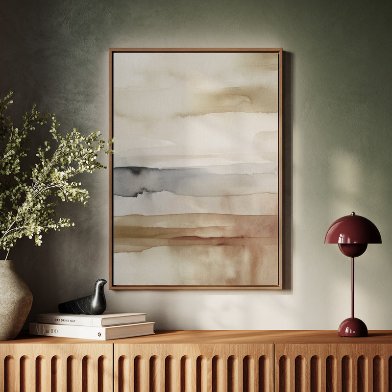 Canvas Wall Art Stretched Over Wooden Frame with Floating Frame and Brown Sky Painting CV4133 - Al Rugaib Furniture