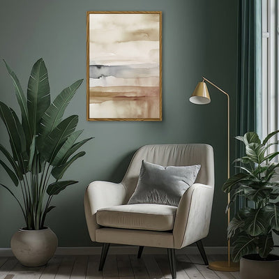 Canvas Wall Art Stretched Over Wooden Frame with Floating Frame and Brown Sky Painting CV4133 - Al Rugaib Furniture