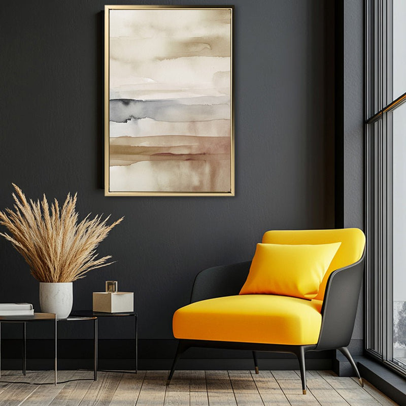 Canvas Wall Art Stretched Over Wooden Frame with Floating Frame and Brown Sky Painting CV4133 - Al Rugaib Furniture