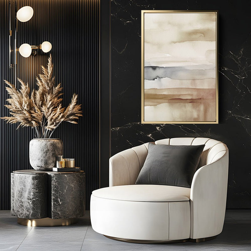 Canvas Wall Art Stretched Over Wooden Frame with Floating Frame and Brown Sky Painting CV4133 - Al Rugaib Furniture