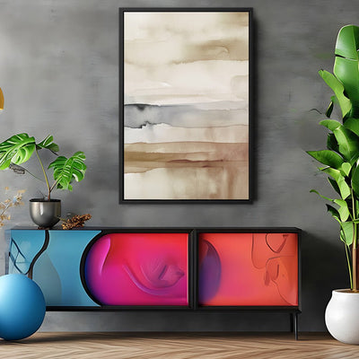 Canvas Wall Art Stretched Over Wooden Frame with Floating Frame and Brown Sky Painting CV4133 - Al Rugaib Furniture