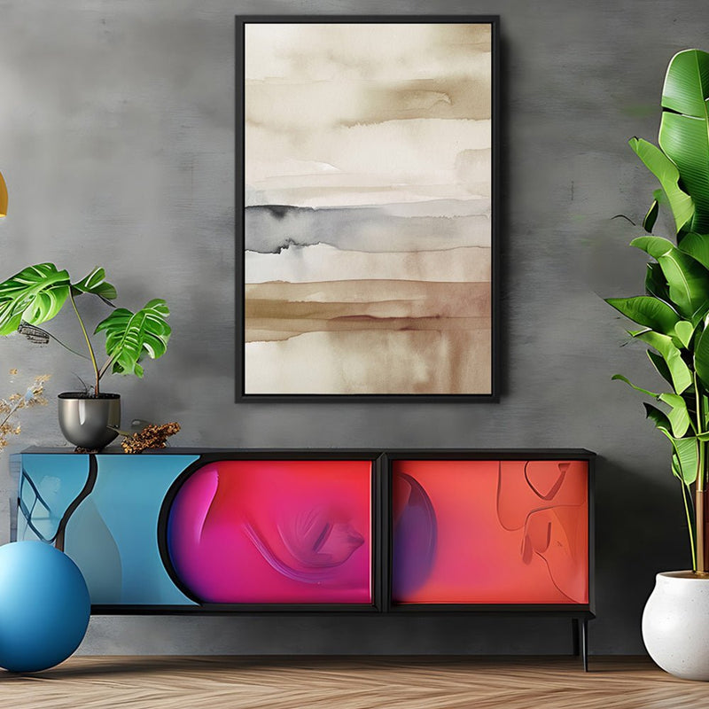 Canvas Wall Art Stretched Over Wooden Frame with Floating Frame and Brown Sky Painting CV4133 - Al Rugaib Furniture