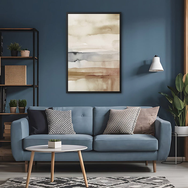 Canvas Wall Art Stretched Over Wooden Frame with Floating Frame and Brown Sky Painting CV4133 - Al Rugaib Furniture