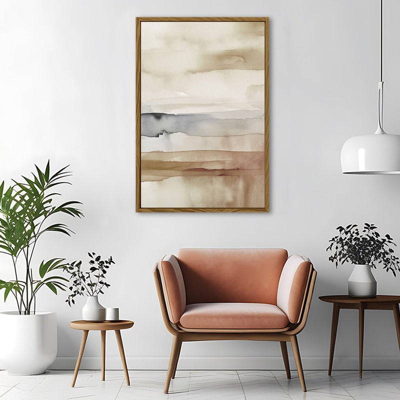 Canvas Wall Art Stretched Over Wooden Frame with Floating Frame and Brown Sky Painting CV4133 - Al Rugaib Furniture