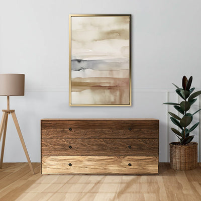 Canvas Wall Art Stretched Over Wooden Frame with Floating Frame and Brown Sky Painting CV4133 - Al Rugaib Furniture