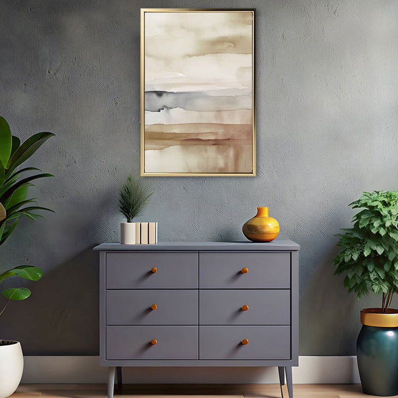 Canvas Wall Art Stretched Over Wooden Frame with Floating Frame and Brown Sky Painting CV4133 - Al Rugaib Furniture