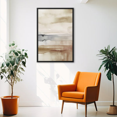 Canvas Wall Art Stretched Over Wooden Frame with Floating Frame and Brown Sky Painting CV4133 - Al Rugaib Furniture