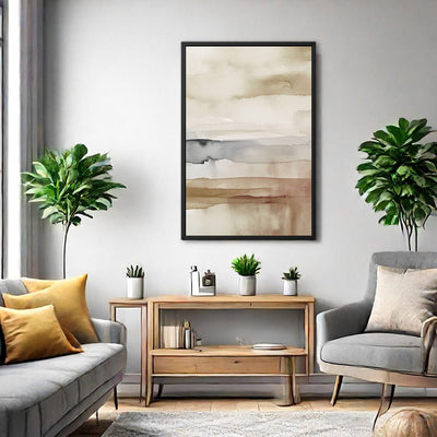 Canvas Wall Art Stretched Over Wooden Frame with Floating Frame and Brown Sky Painting CV4133 - Al Rugaib Furniture