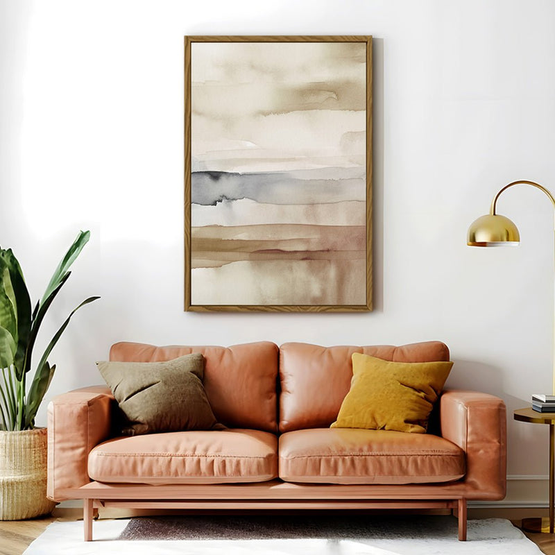 Canvas Wall Art Stretched Over Wooden Frame with Floating Frame and Brown Sky Painting CV4133 - Al Rugaib Furniture