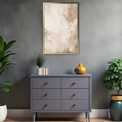 Canvas Wall Art Stretched Over Wooden Frame with Floating Frame and Brown Smoke Painting CV4134 - Al Rugaib Furniture