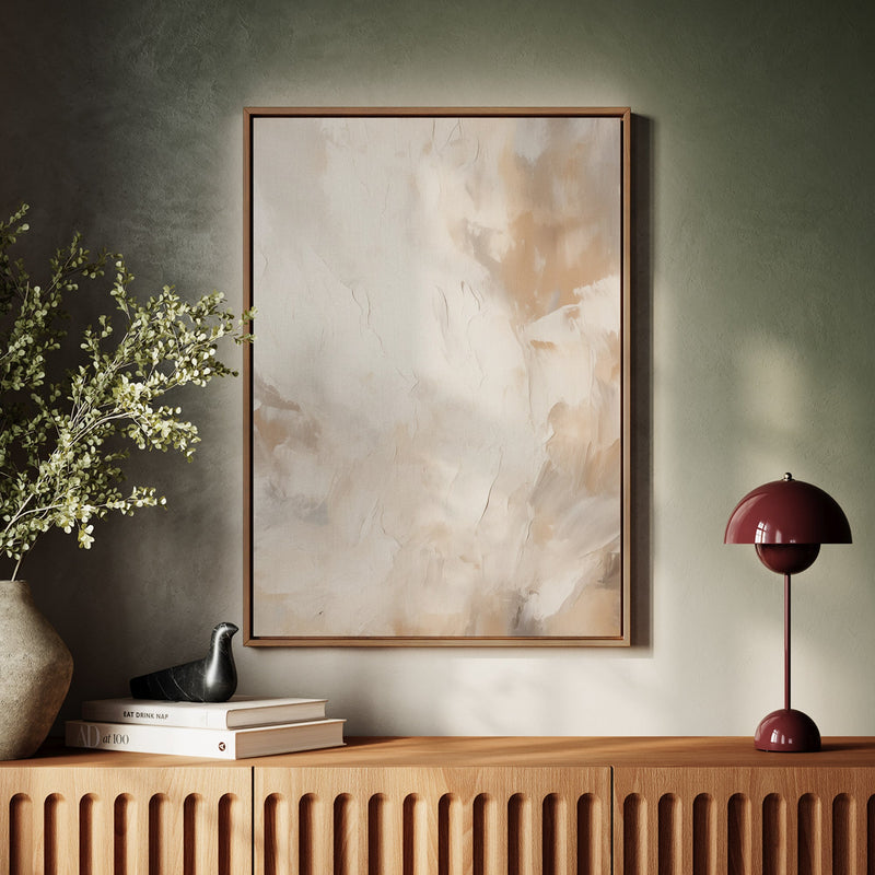 Canvas Wall Art Stretched Over Wooden Frame with Floating Frame and Brown Smoke Painting CV4134 - Al Rugaib Furniture