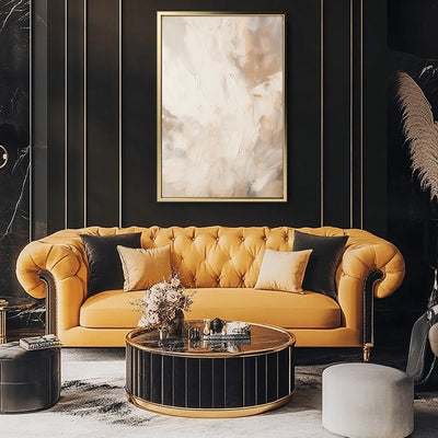 Canvas Wall Art Stretched Over Wooden Frame with Floating Frame and Brown Smoke Painting CV4134 - Al Rugaib Furniture