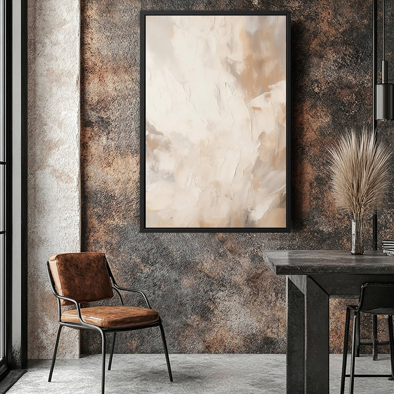 Canvas Wall Art Stretched Over Wooden Frame with Floating Frame and Brown Smoke Painting CV4134 - Al Rugaib Furniture