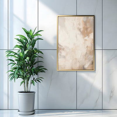 Canvas Wall Art Stretched Over Wooden Frame with Floating Frame and Brown Smoke Painting CV4134 - Al Rugaib Furniture